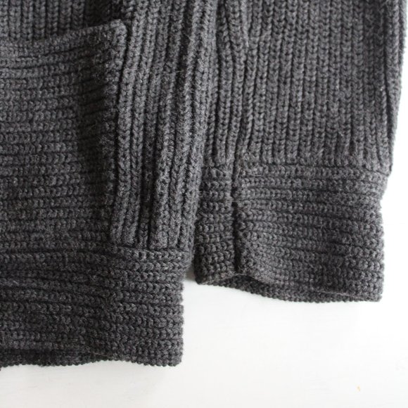 GAP Grey Knit Button Up Cardigan With Foldover Collar - Picture 3 of 6